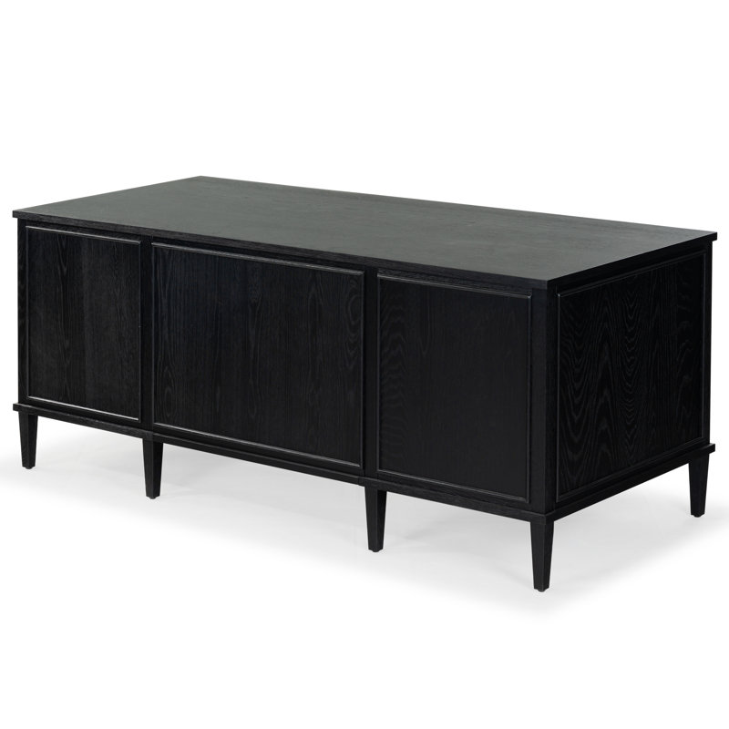 Ariella 5 Drawer Wood Desk, Black