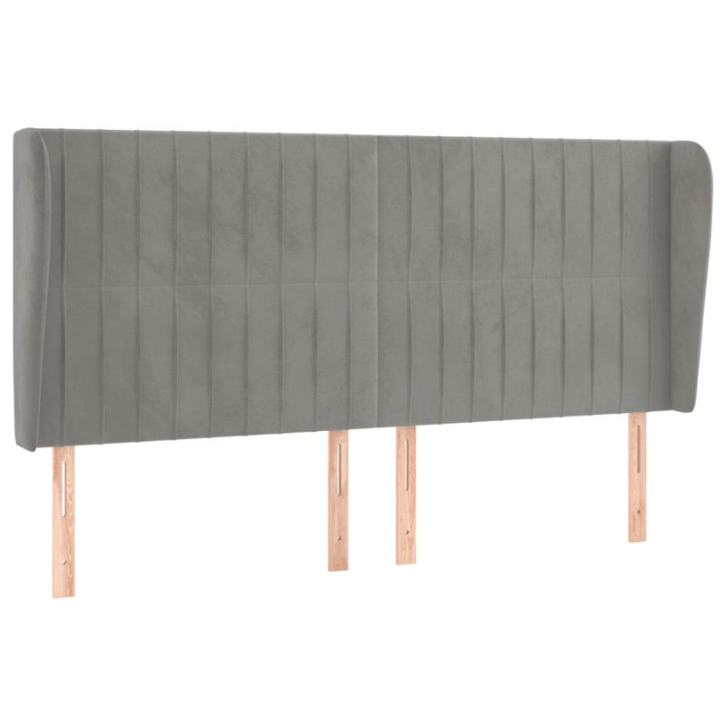 Upholstered Headboard, 128cm H x 203cm W x 23cm D, Light Grey Velvet
