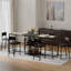 Ensemble de salle à manger compact 3 pièces pour 2 personnes, table moderne aspect bois noir avec étagères de rangement à 4 niveaux, casier à vin et porte-gobelets, chaises rembourrées, gain de place pour les coins de cuisine et d'appartement, noir-594212781