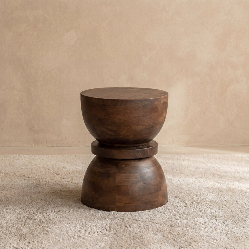13.8" Solid Mango Wood End Table