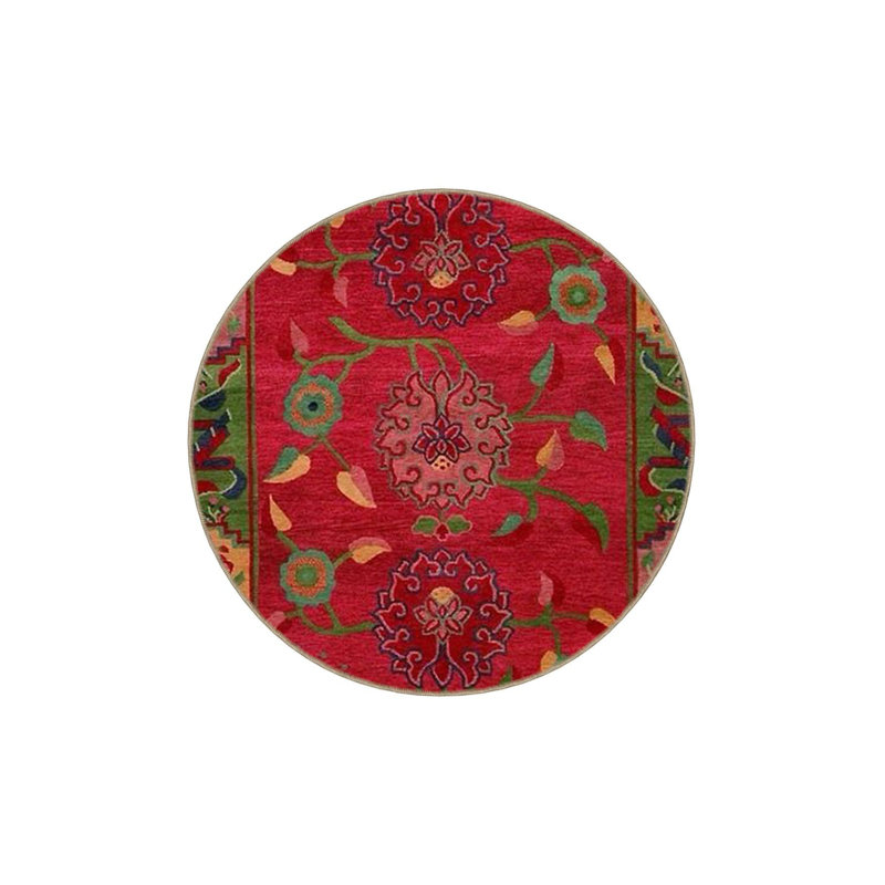 Tapis décoratif rouge à motif floral rouge rétro à motif lavable à la machine, Tapis de couloir 2 pi 6 po x 6 pi 7 po