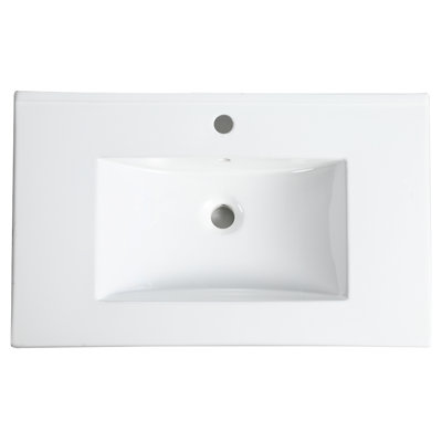 Lavabo de salle de bain 30 po en céramique blanche - l 18,7 po x H 7,17 po x P 29,24 po, 29,96 lb, montage sans effort, superbe finition blanche, technique d'installation simple, exquis