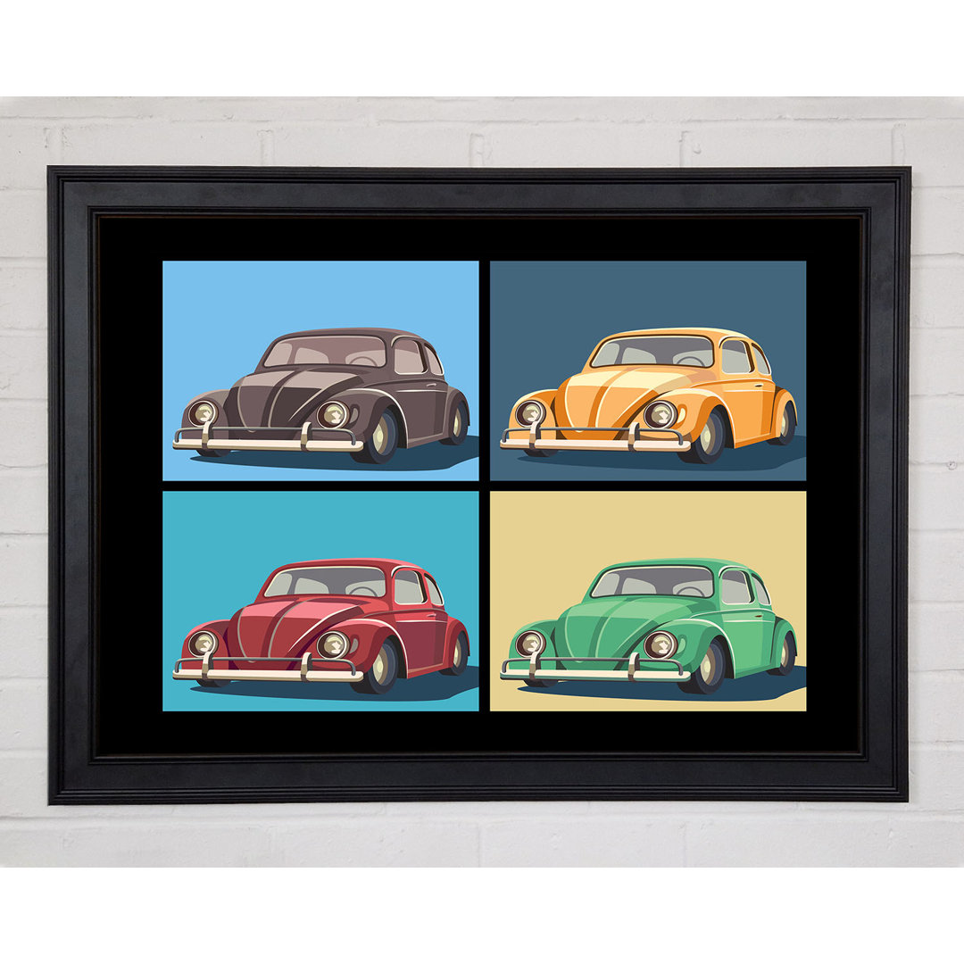 VW Käfer Pop Art Gerahmter Druck