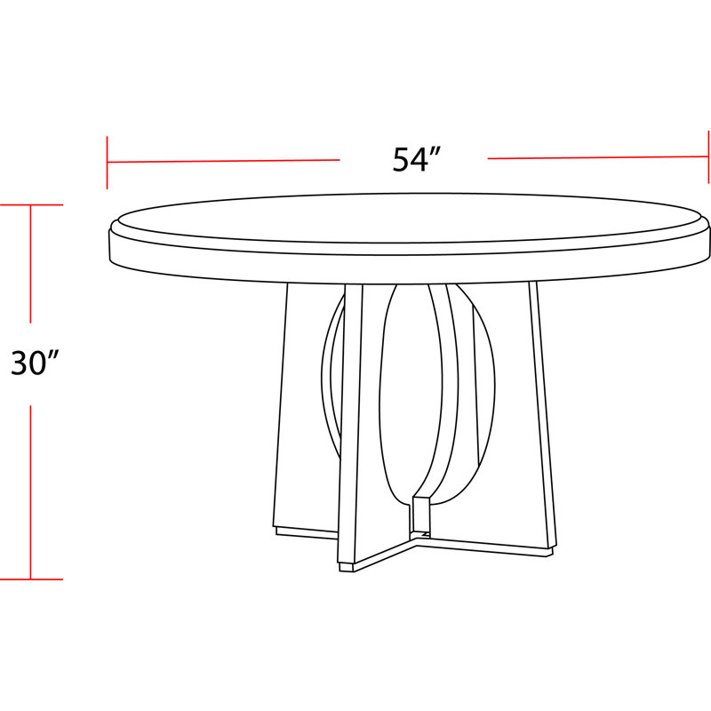 Arelle Round Stone Top Wood Base Dining Table 54"