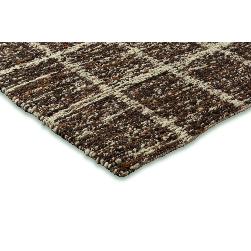 Wool Geometric Area Rug in Brown, Rectangle 4'7" x 6'7"