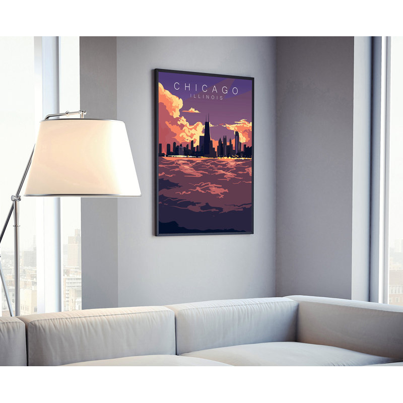 Affiche de voyage d'État de Chicago, style rétro de l'Illinois, impression rétro non encadrée, art mural maison et bureau