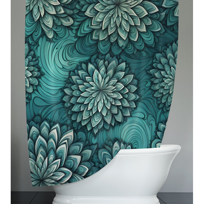 Rideau de douche à fleurs Enakshi, H 93 po x l 70 po