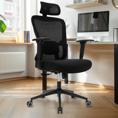Heavy Duty Ergonomic Desk Office Chair, High Back Home Computer Chair With Adjustable Swivel 3D Armrests For Comfort Lumbar Supports Up To 400Lbs by Inbox Zero