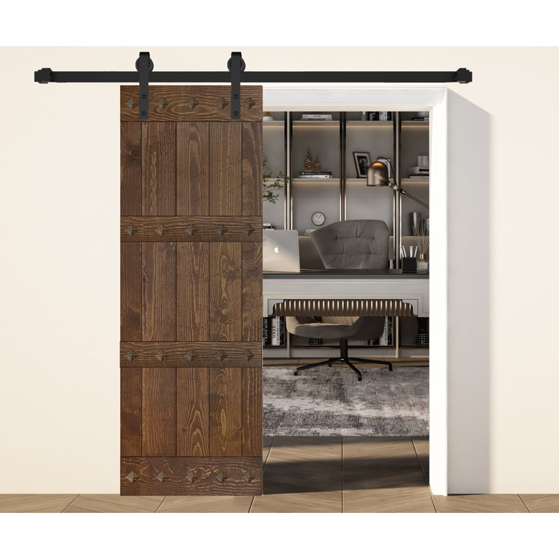 Mid-Century Modern 84" Dark Walnut Solid Wood Barn Door Slab