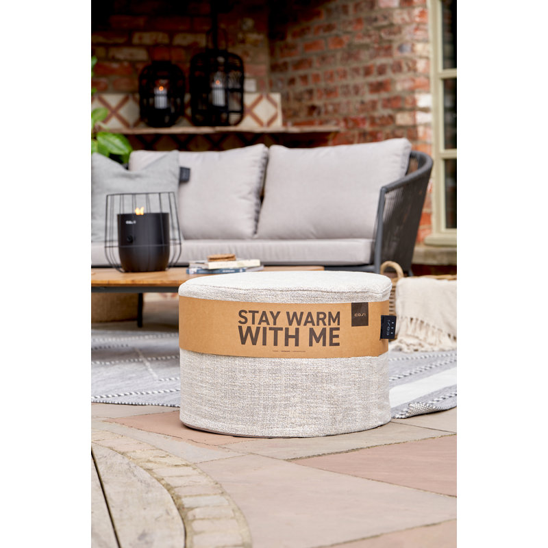 Cosipouf 60cm Wide Round Chevron Pouffe Ottoman, Beige