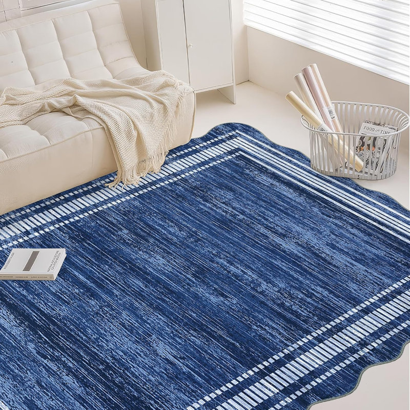 Tapis de couloir lavables pour tapis de couloir de salle de bain festonnés Tapis de cuisine à bordure moderne Tapis à tapis à poils doux irréguliers pour hall d'entrée