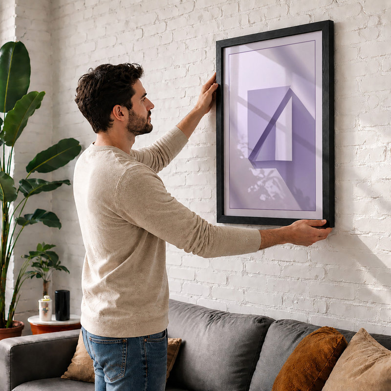 Purple Geometry Minimalist - Print, Walnut, A1 - 84.1 x 59.4 cm