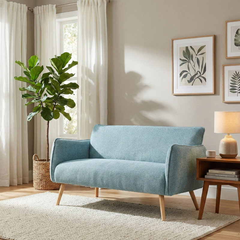 Carvalho Soft Touch Fabric 2 Seater Sofa, Teal
