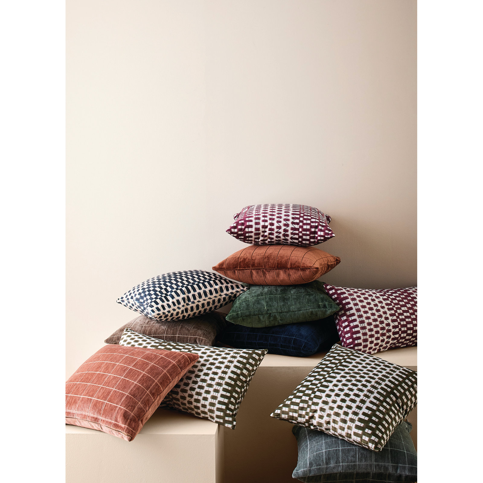Oakden Checkered Throw Pillow, Red, Square 20", Polyester