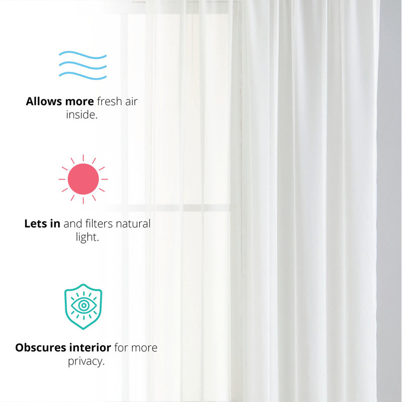 Dipankar Sheer Curtain, 54" W x 108" L, Ivory