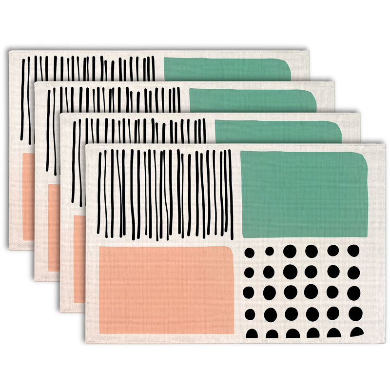 4-Piece Polyester Rectangle Dining Table Placemat