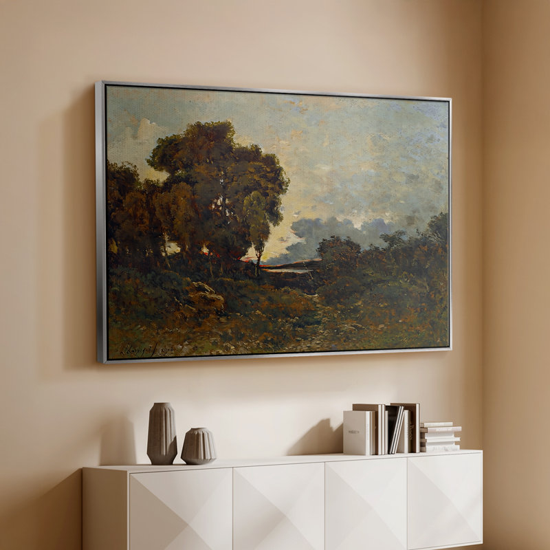 Coucher de soleil sur l'Allier (Soleil couchant sur l'Allier), 1904 - Henri Harpignies, toile tendue avec châssis, 26 x 40