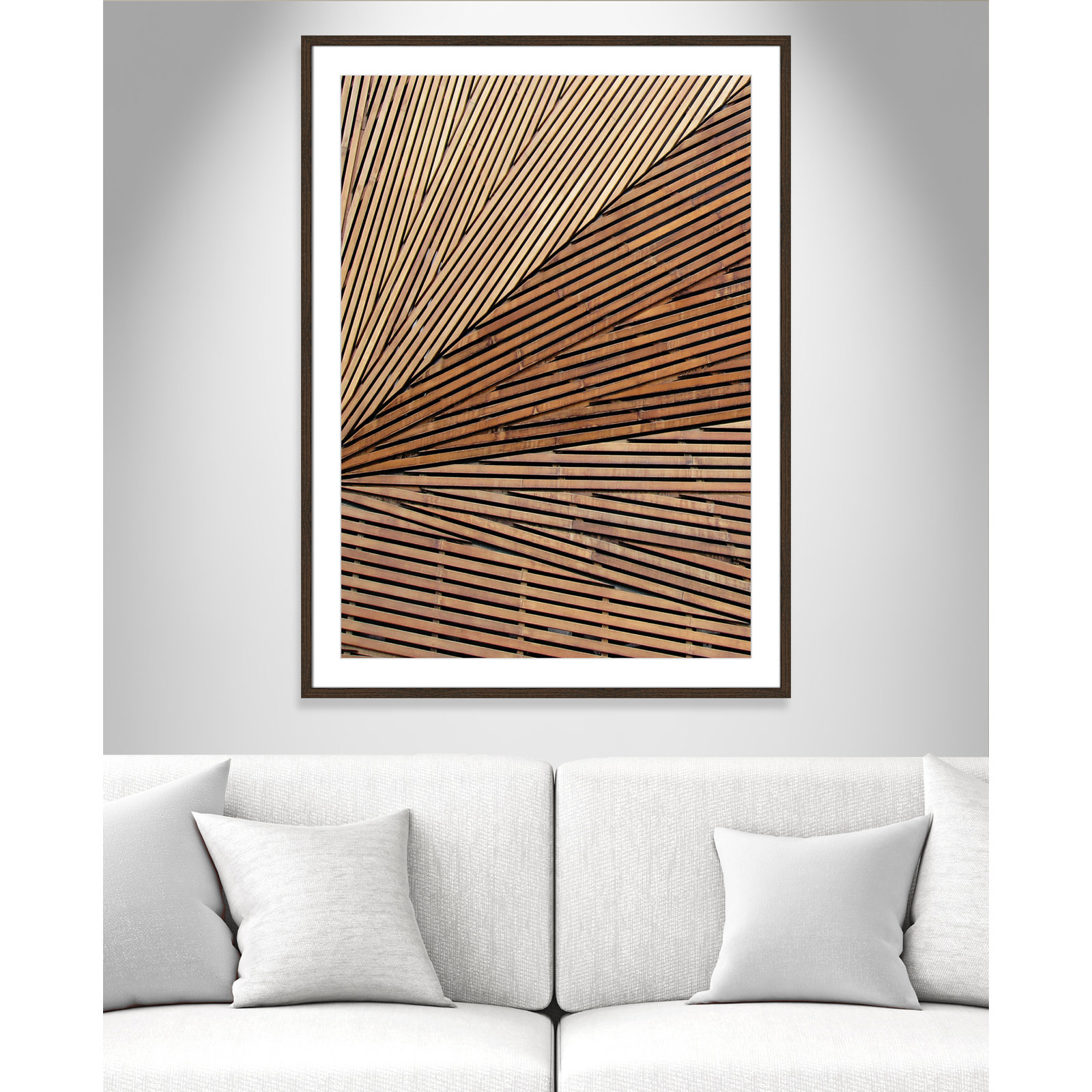 Fayette "Geometric Wood Panel 1" Print, 41.5" H x 29.5" W x 0.75" D, Walnut Wood Grain