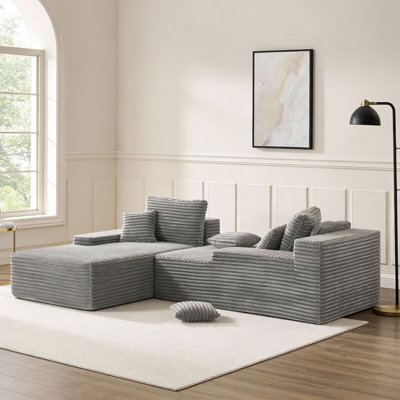Très grand canapé-lit modulaire en flanelle de fourrure de lapin avec compression et sans oreiller
