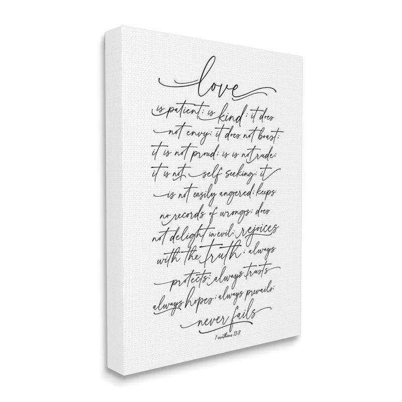 «Heartfelt Love Is Quote Classy Cursive» par Lettered and Lined - reproduction d'art sur toile tendue
