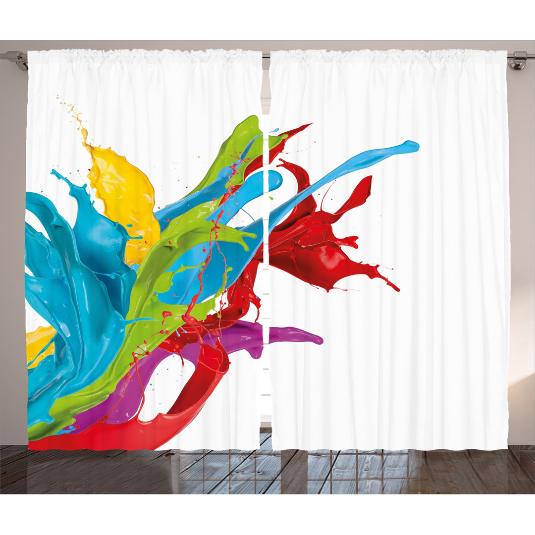  Colorful Home Surreal Fluid Liquid Flowing Paint Splash Featured Digital Artful GraphicGraphic Print & Text Semi-Sheer Rod Pocket Curtain Panels (Set of 2) Ambesonne Size per 