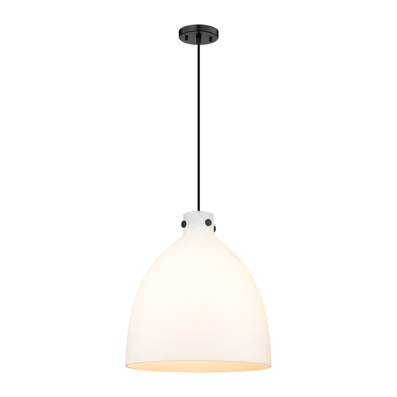 Luminaire suspendu à 1 lumière Badgett, Blanc, Noir mat, H 16 po x l 14 po x P 14 po
