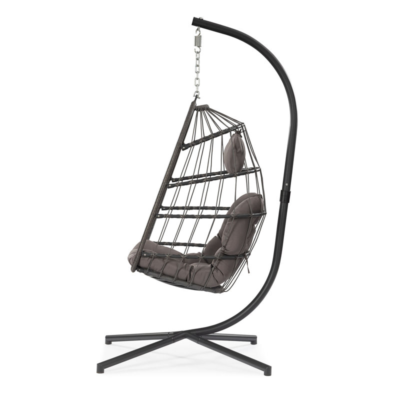 Fauteuil suspendu d'extérieur en osier de patio, L 38 po x P 76 po, Gris foncé