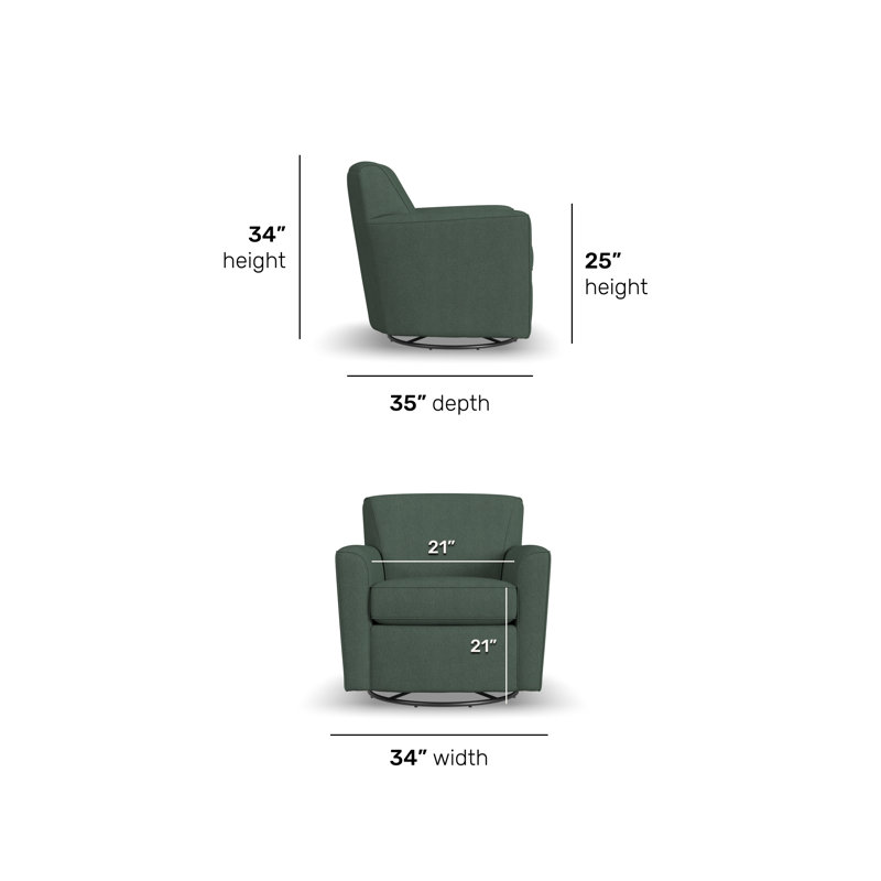 Fauteuil pivotant rembourré Monarch, Saule vert bouclé