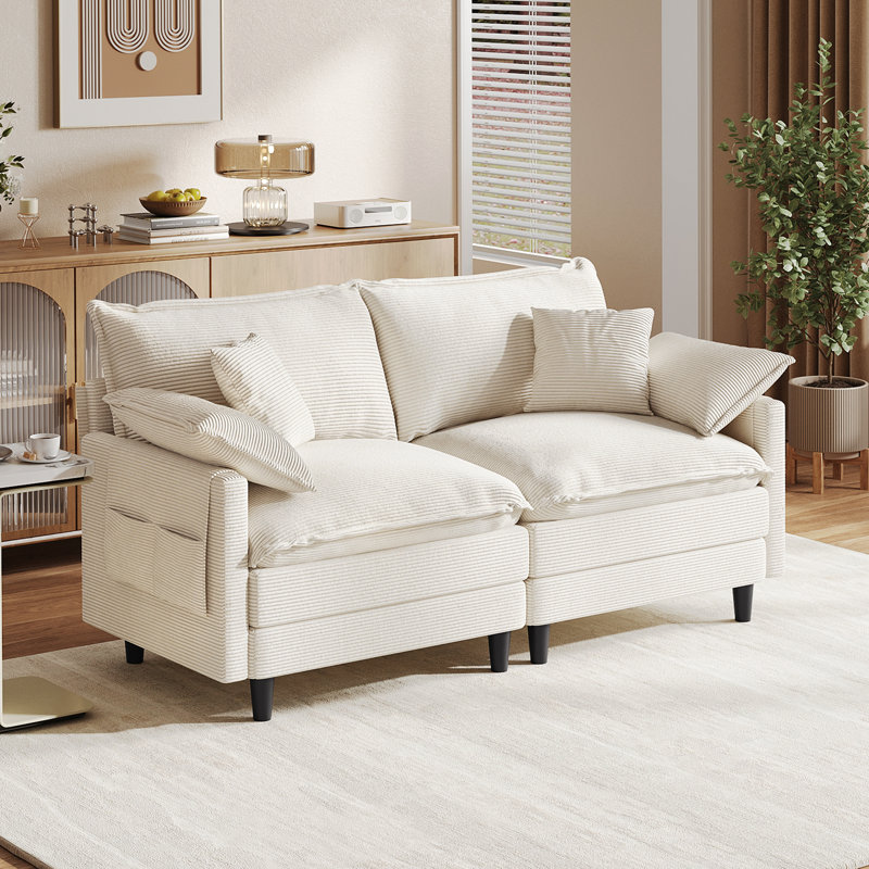Canapé modulaire 73 po Corduroy, Beige