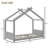 Twin House Floor Bed with Support Slats, Solid Wood Frame, No Box Spring Needed, Montessori-Inspired Design-1891582144-1890032035