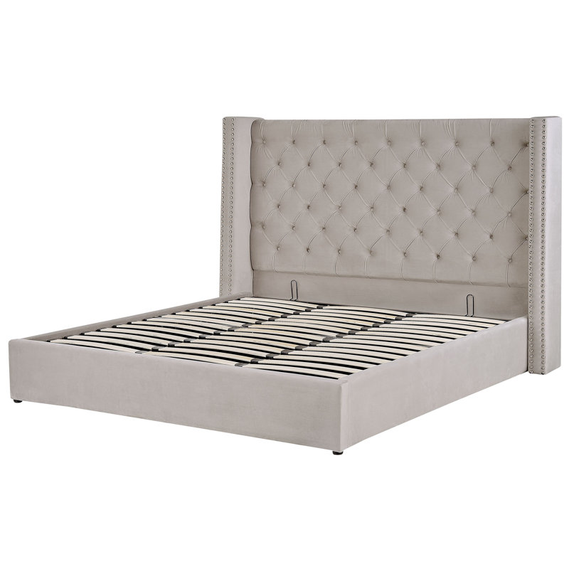 Shala Upholstered Ottoman Storage Bed, Super King (6'), Light Grey