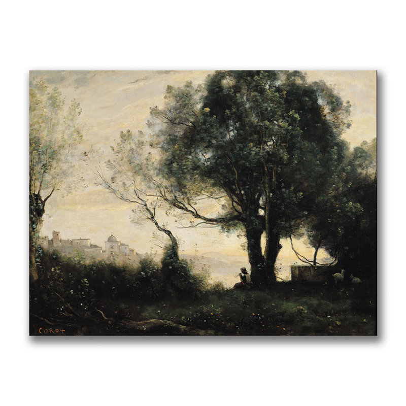 « souvenirs of castel gandolfo » par jean baptiste corot, reproduction d’art sur toile, H 18 po x l 24 po x P 2 po