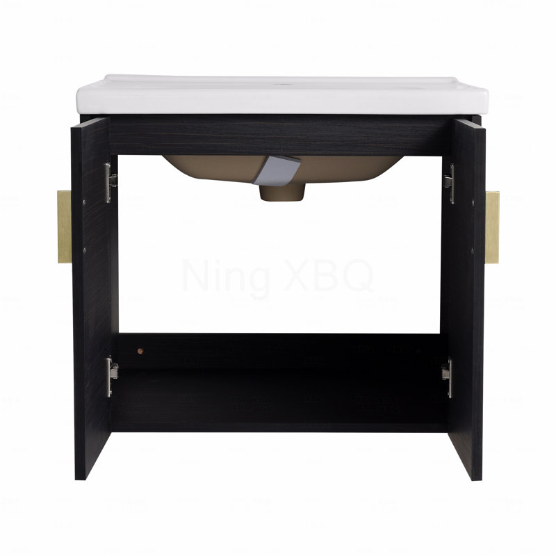 Meuble-lavabo à fermeture en douceur 24 po avec lavabo, pour petite salle de bain (emballage Kd), 24", Noir