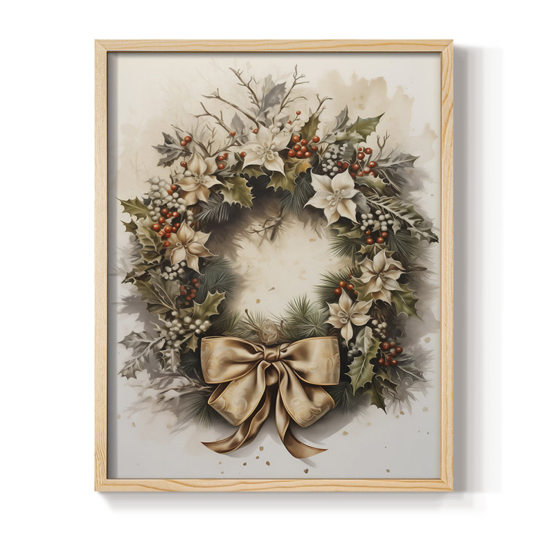 Reproduction d'art encadrée en bois massif Christmas Christmas, Naturel, H 21 po x l 17 po