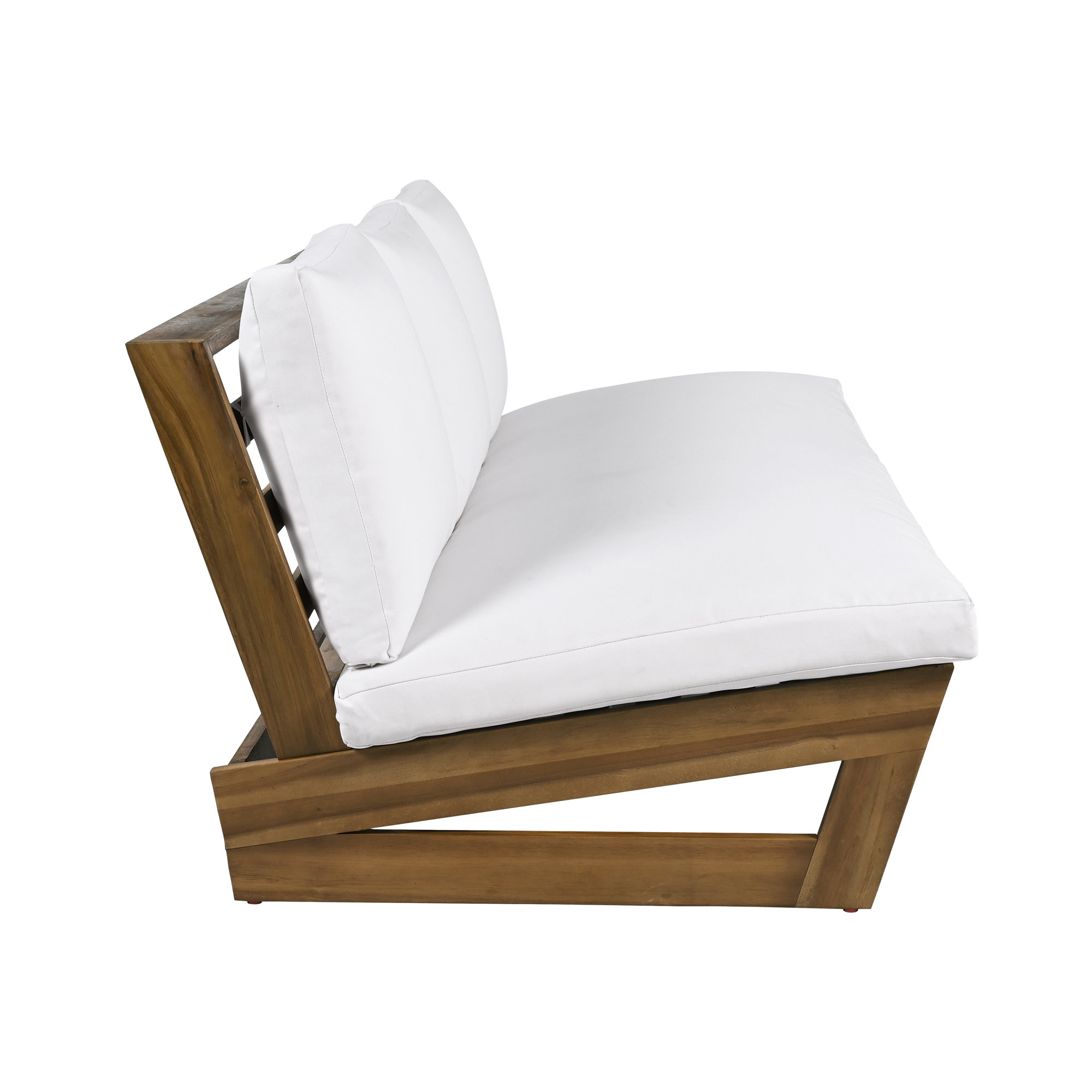 Louise 67" Acacia Outdoor Sofa with Cushions, Brown, White