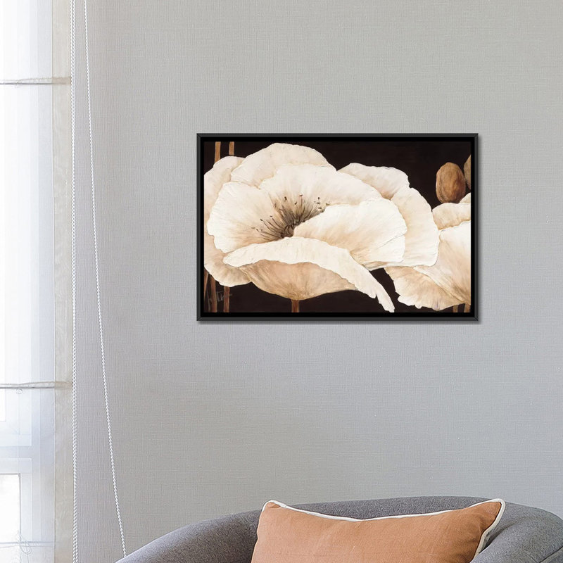 «Amazing Poppies III», impression sur toile, H 18 po x l 26 po x P 1,5 po, Toile avec cadre noir, Pas de tapis