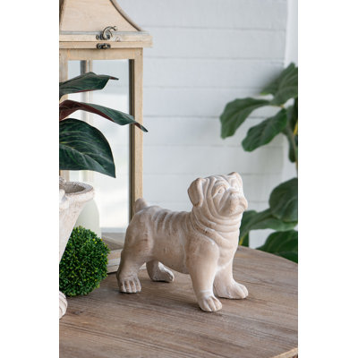 Figurine bouledogue debout 8,5 po x 4,5 po x 8,1 po avec beige naturel, ciment, 1 pièce, statue, beige, 8,5 po x 4,5 po x 8,1 po, qu'elle soit exposée seule ou…
