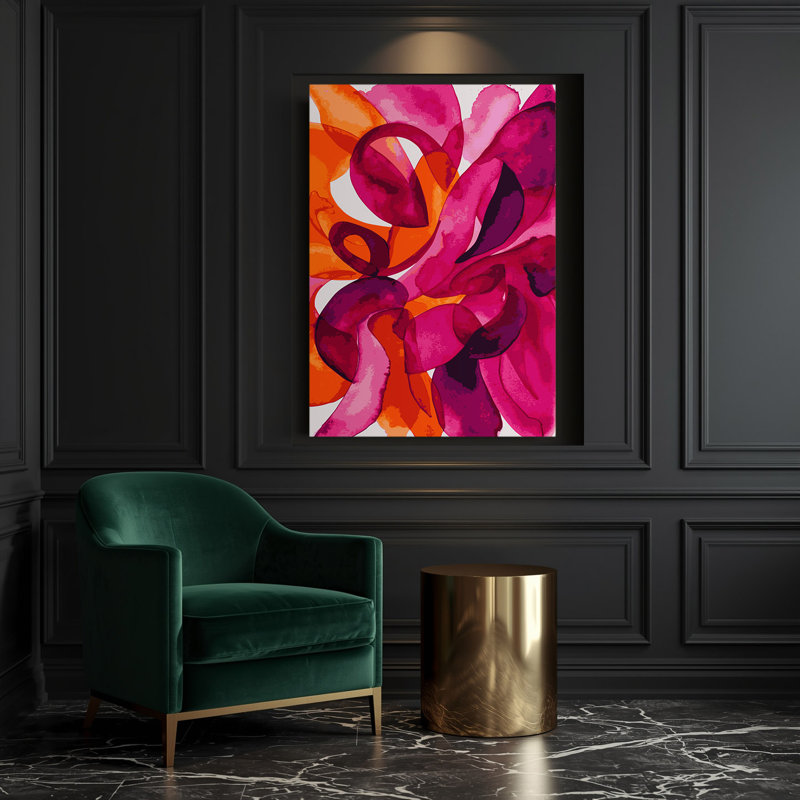 Abstrait aquarelle, art mural rose sur toile 71, H 14 po x l 11 po