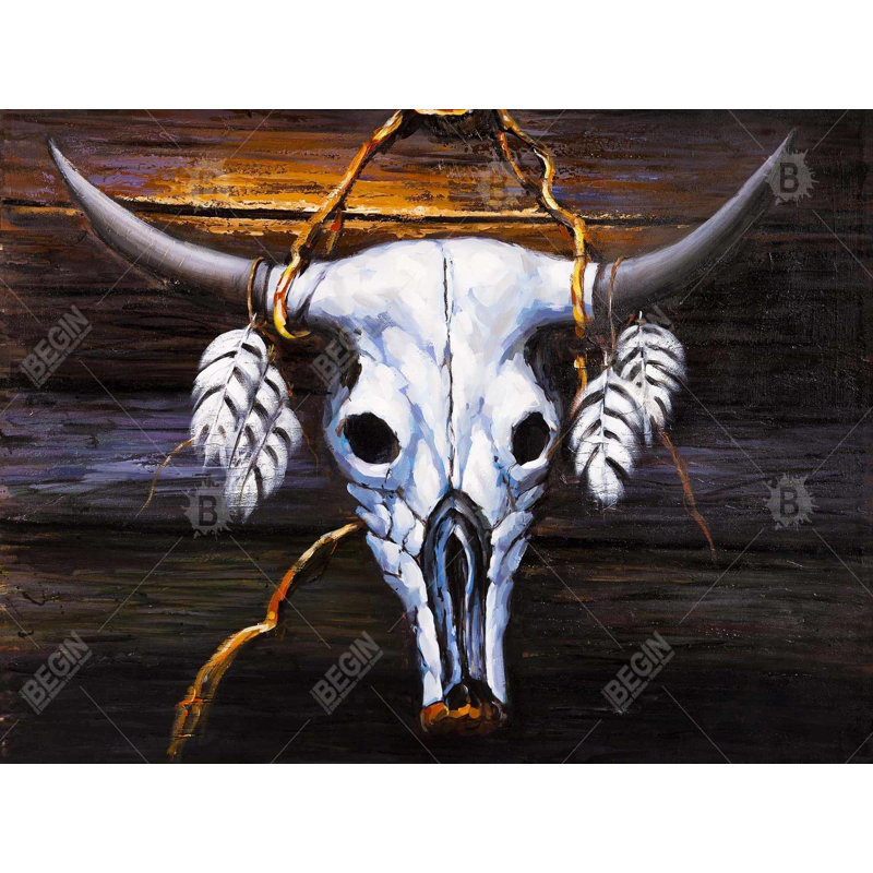 Polyester Sateen Duvet Cover, Twin Duvet, Blue Hanged Bull Skull