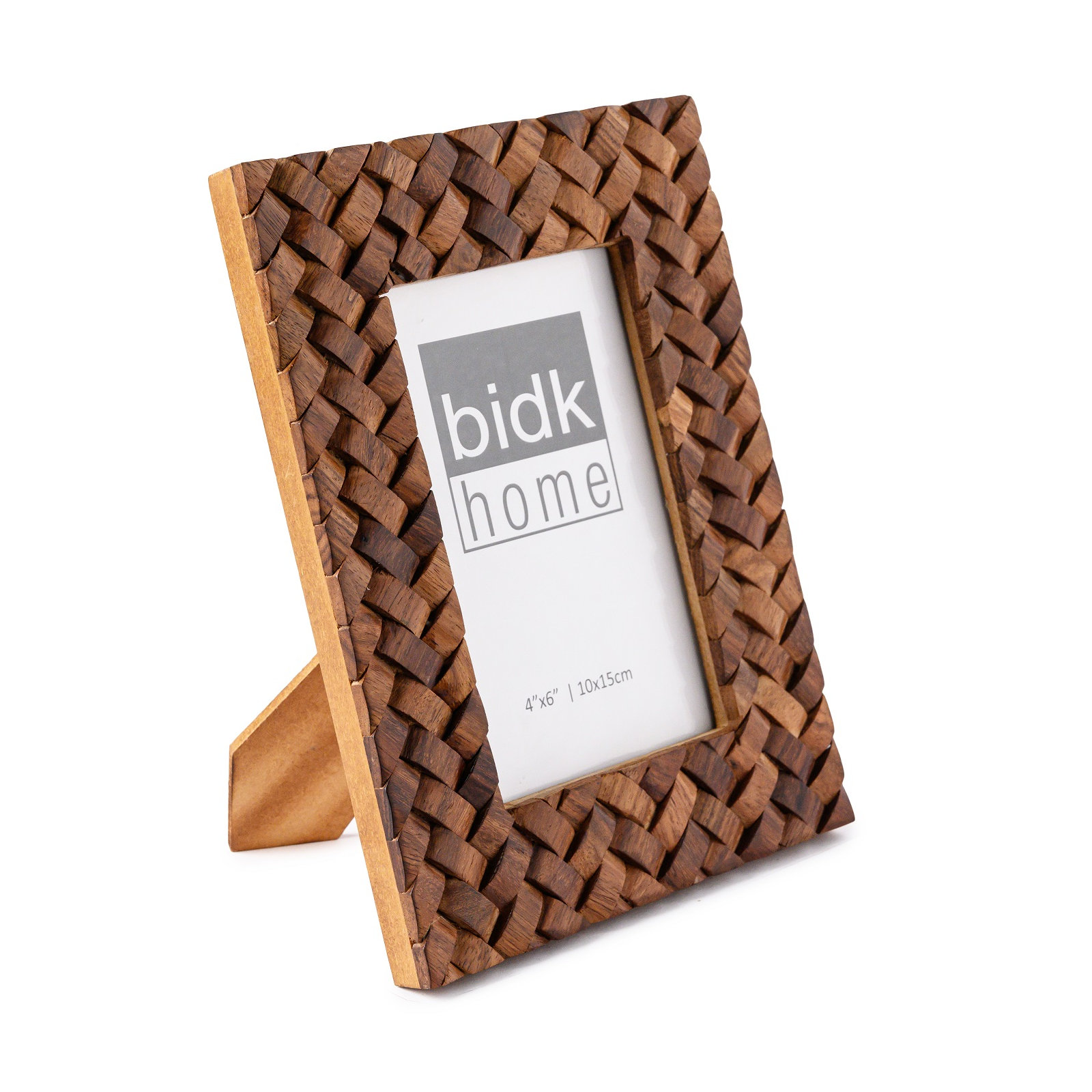 8X10” Criss Cross Wood Picture Frame, 4" W x 6" H
