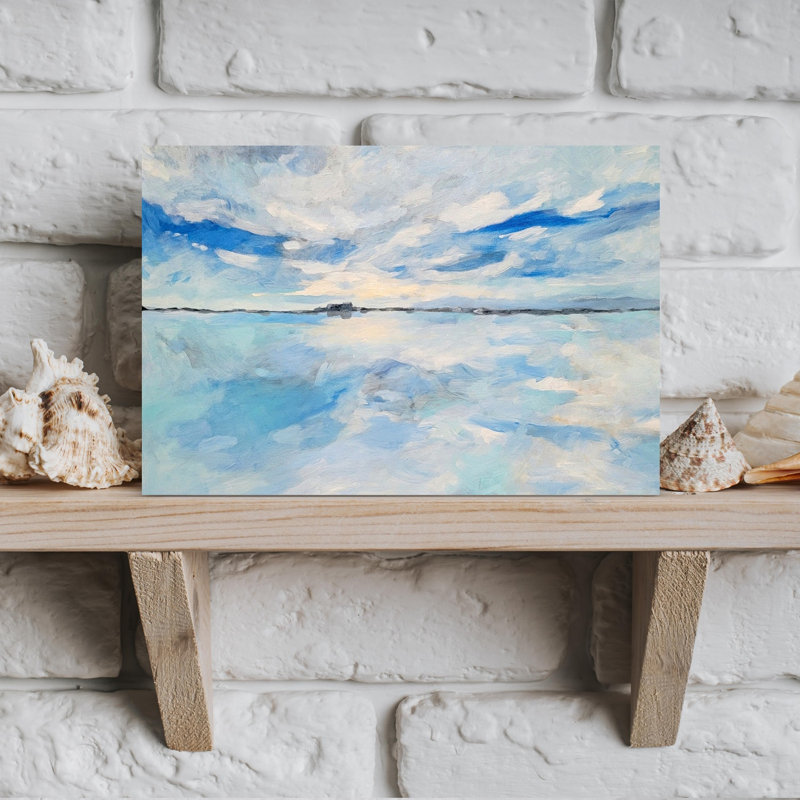 «Calm Sky Reflection Modern Peaceful Serene Fish Coastal Landscape», art mural, H 12 po x l 18 po