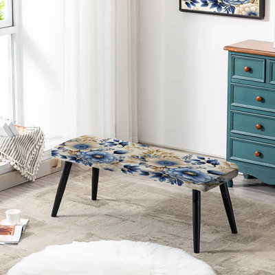 Banc rembourré floral noir