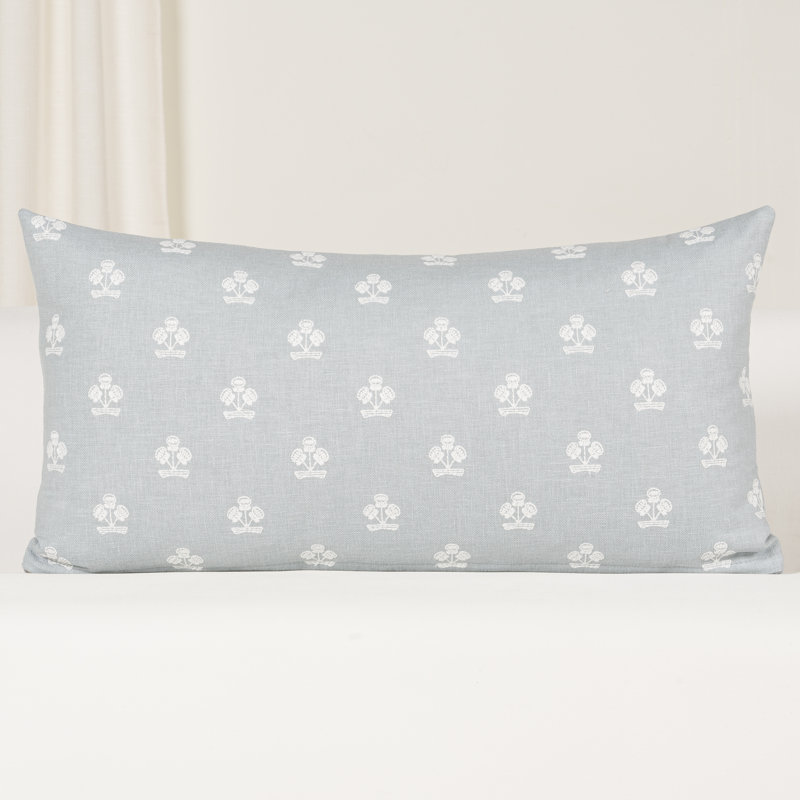 Housse et insert de coussin Hamachi, Plumes, Rectangle H 14 po x l 26 po, Misty Blue Floral