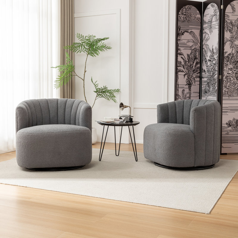 Fauteuil demi-tonneau pivotant Musaab, Ourson gris