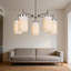 Lustre moderne à 5 lumières avec abat-jour en verre blanc opale, luminaire suspendu réglable pour îlot de cuisine, salle à manger et décor de maison de campagne-59077137