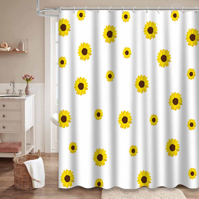 Rideau de douche imperméable en forme de fleur de tournesol avec 12 crochets