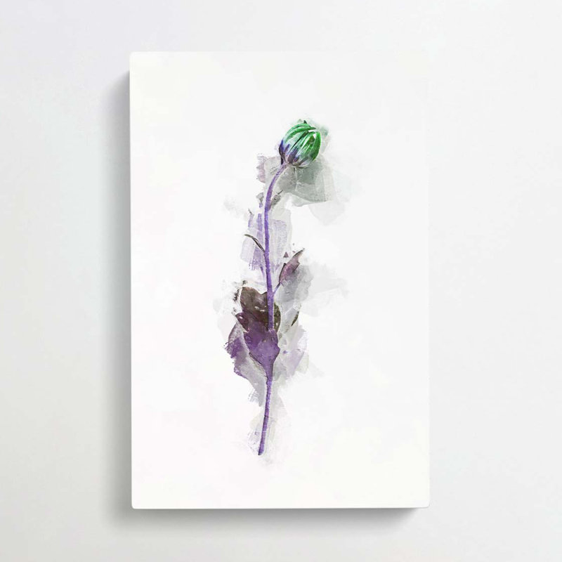 A Single Purple Flower In Abstract - Wrapped Canvas Painting, 91cm H x 60cm W x 3cm D