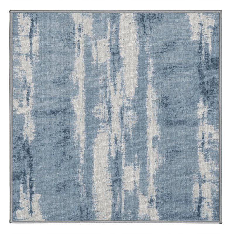 Tapis abstrait gris lavable à la machine, Carré 7 pi
