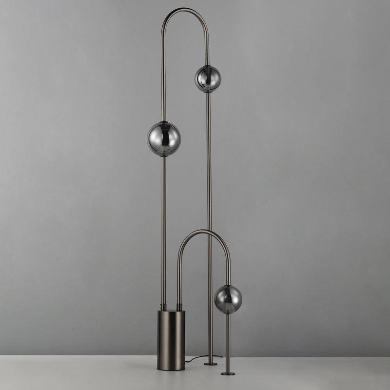 Dreamer LED Floor Lamp, Mirror Smoke, Black Chrome