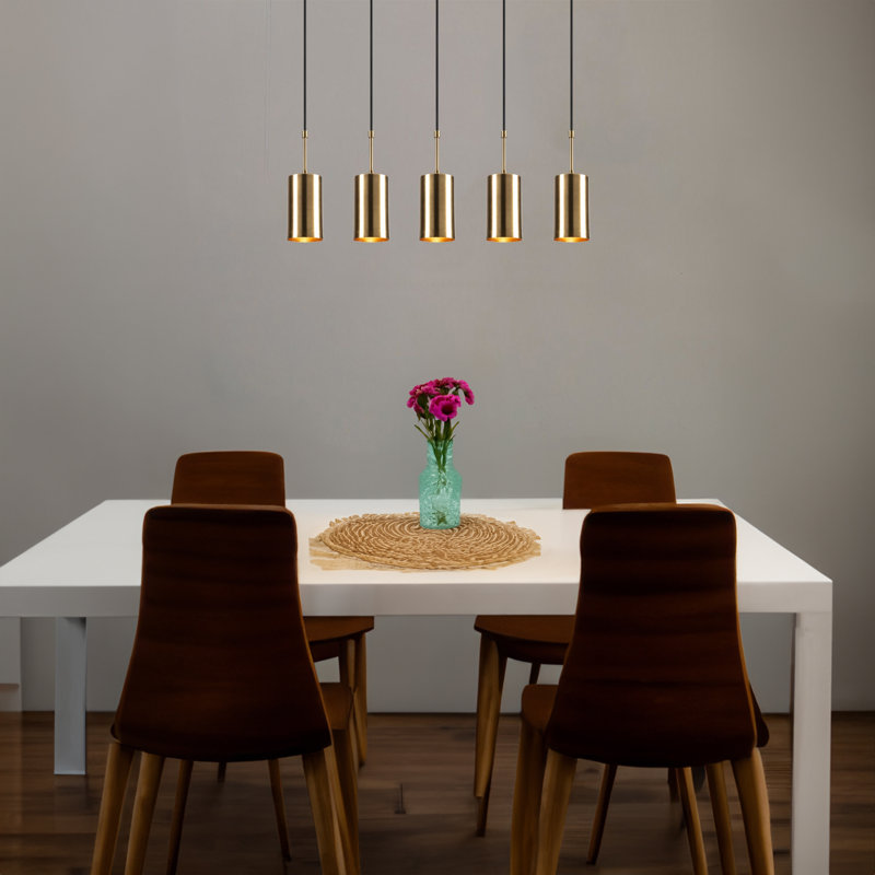 Lustre cylindrique à 5 lumières pour îlot de cuisine Joley